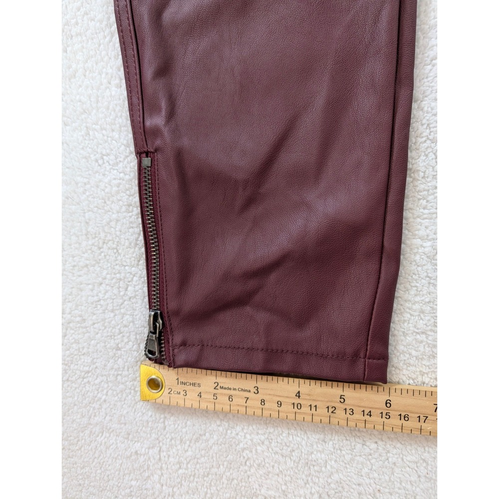KanCan High Rise Faux Leather Skinny Pants Burgundy Ankle Zip KC7328MA Size 7/27 - Picture 6 of 13